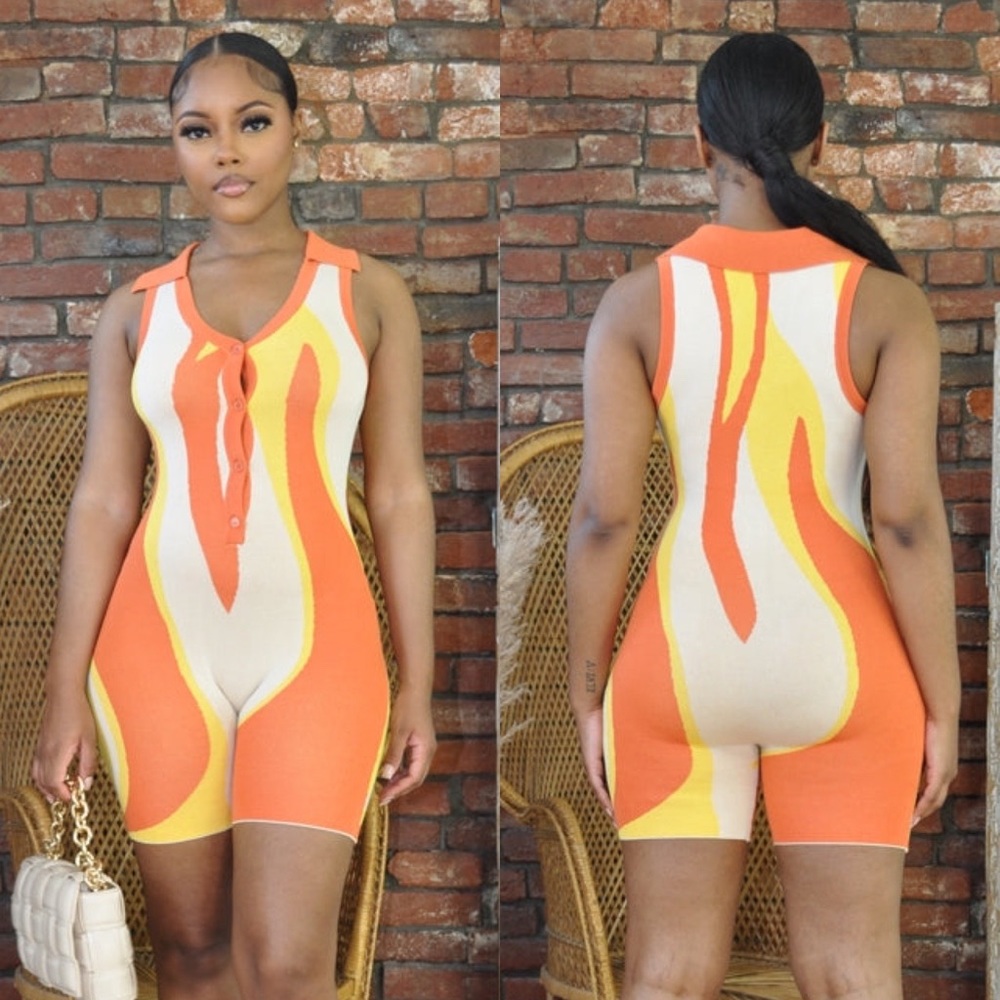 Orange Knit Romper